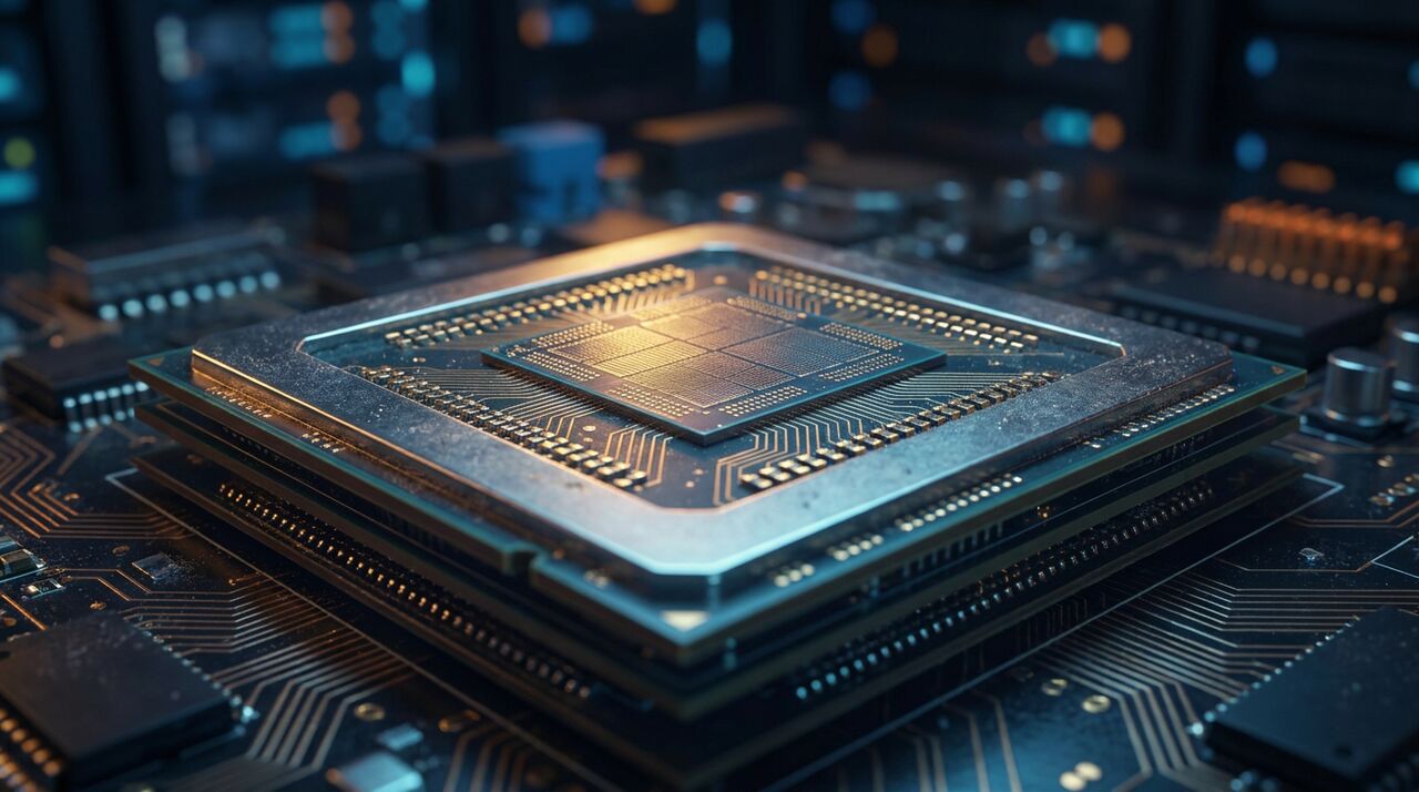 Computerchip in Nahaufnahme (KI-generiertes Bild)